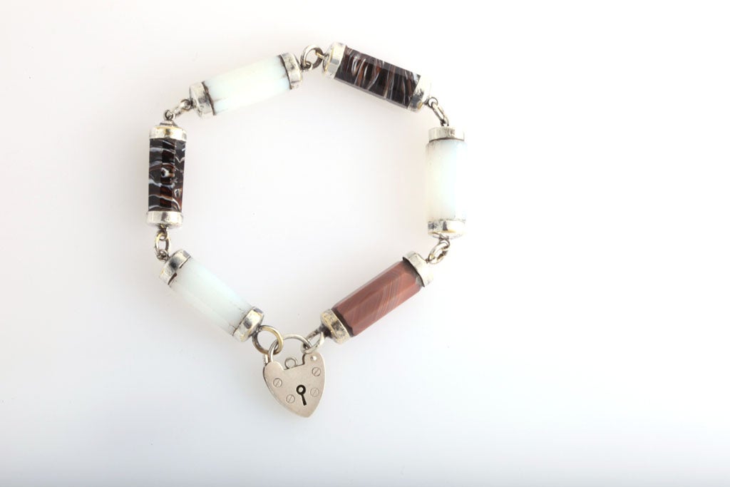 Victorian Sterling Silver and Scottish Agate Bracelet