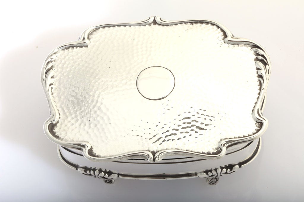 Footed, Hammered Sterling Silver Jewelry Box 1