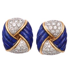 Gold, Lapis & Diamond Earrings by Tiffany & co