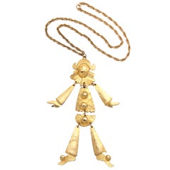 Goldtone Harlequin Pendant Necklace 8