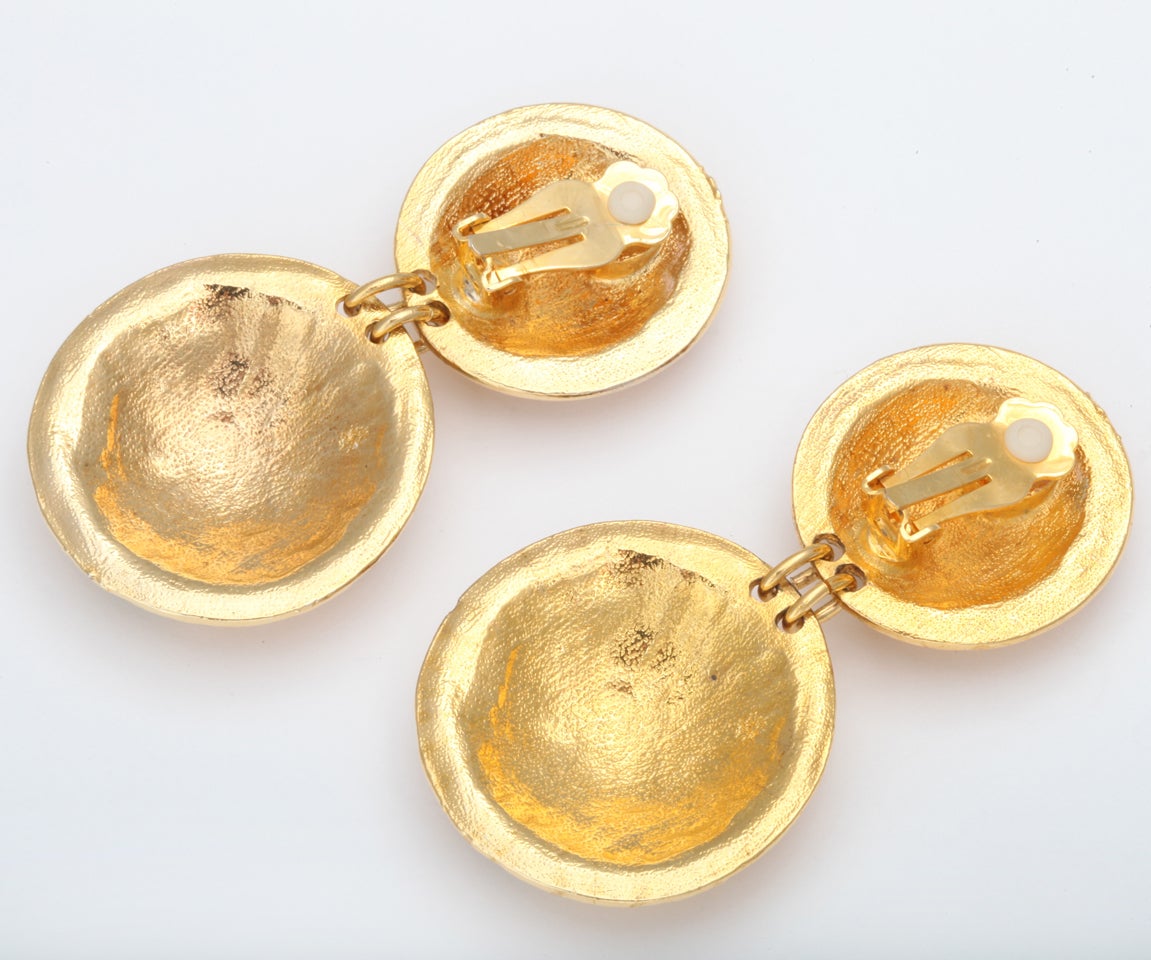 Double Shield Dangle Earrings For Sale 1
