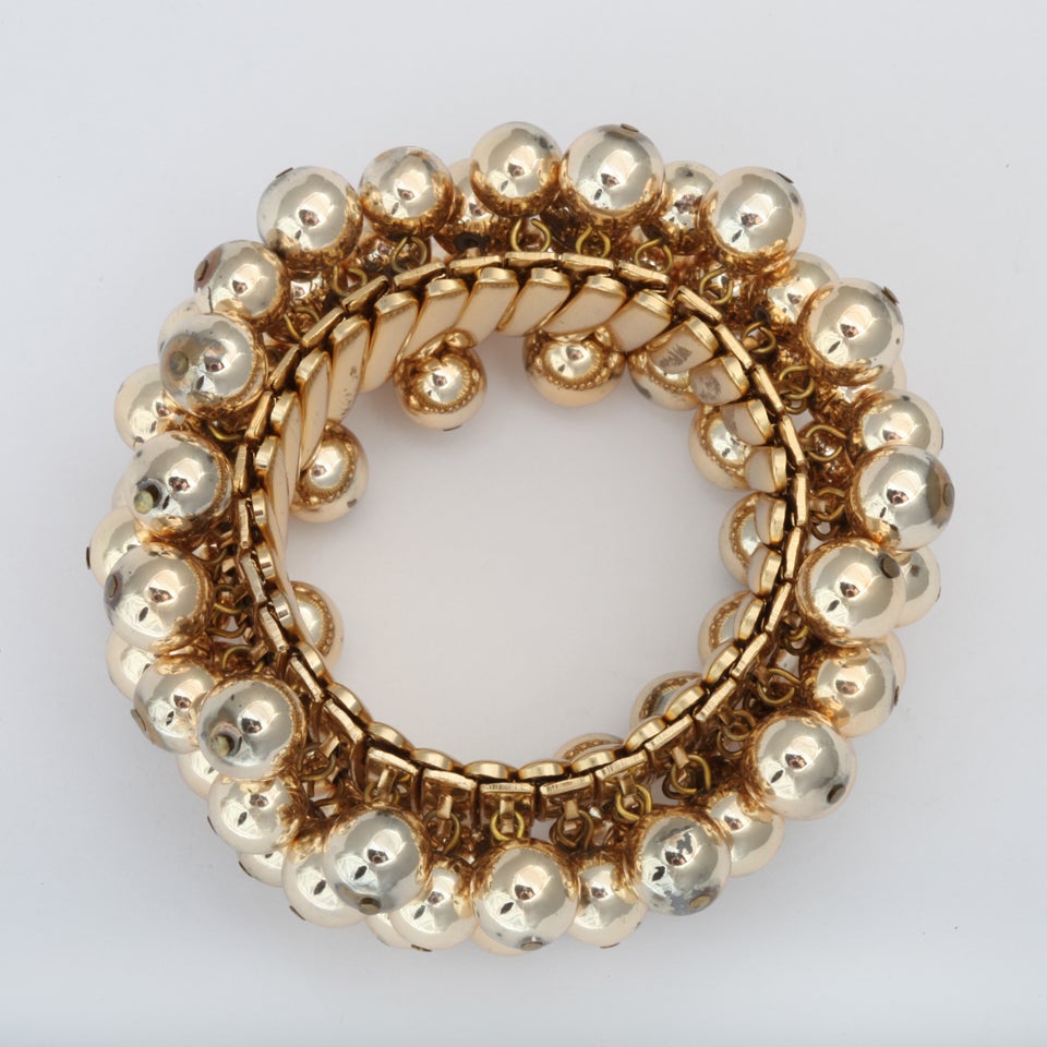 Women's Goldtone Bracelet with Dangling Balls