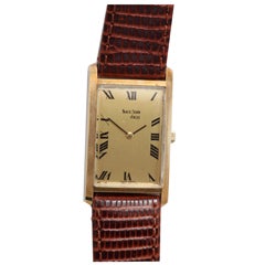 Black Starr & Frost Yellow Gold Rectangular Wristwatch 3
