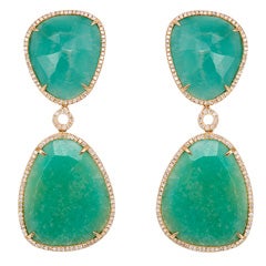 Amazonite Drop and Diamond Earrings 11