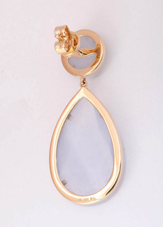 Women's Rose Gold and Diamond Chalcedony Earrings