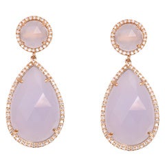 Rose Gold and Diamond Chalcedony Earrings
