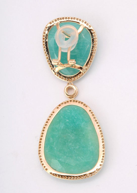 Amazonite Drop and Diamond Earrings For Sale at 1stDibs
