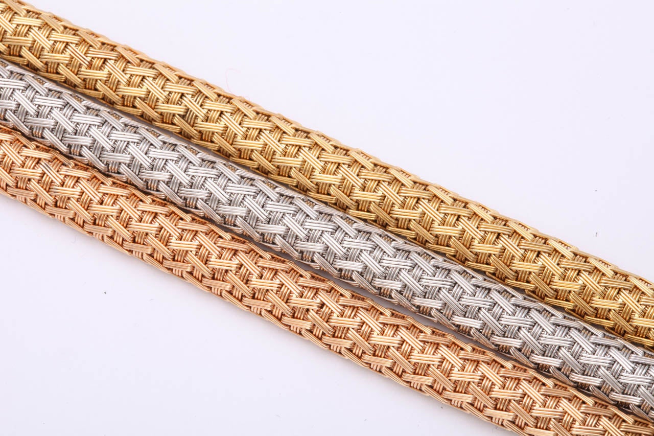 Women's or Men's Three Color Gold Flexible Bracelets