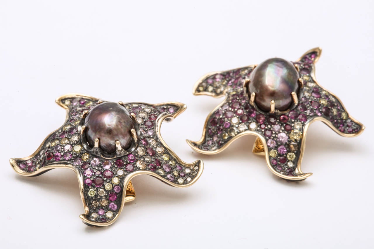 Star Fish Clip on Earrings by Marilyn Cooperman In Excellent Condition In New York, NY