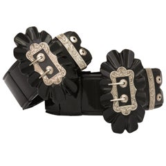 A Matched Pair of Whitby Jet Buckle Bracelets