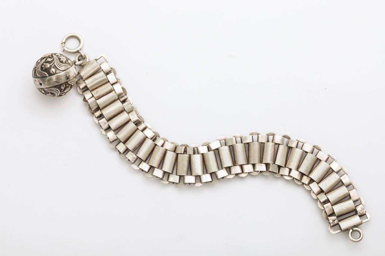 Charmed:  A French Silver and Vermeil Bracelet c. 1870-1880 In Excellent Condition In Stamford, CT