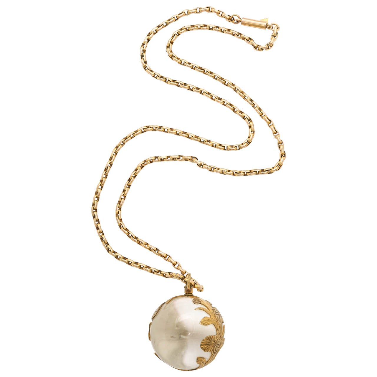 Wrapped Rock Crystal Ball Pendant at 1stDibs