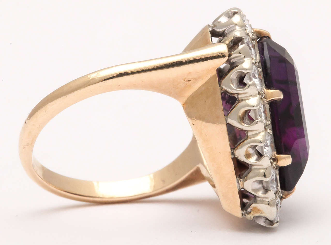 Women's Amethyst Diamond Gold Heart Shaped Ring
