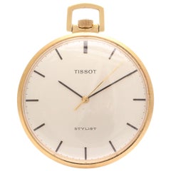 Tissot Yellow Gold Plated Open Faced Stylist Pocket Watch circa 1950s