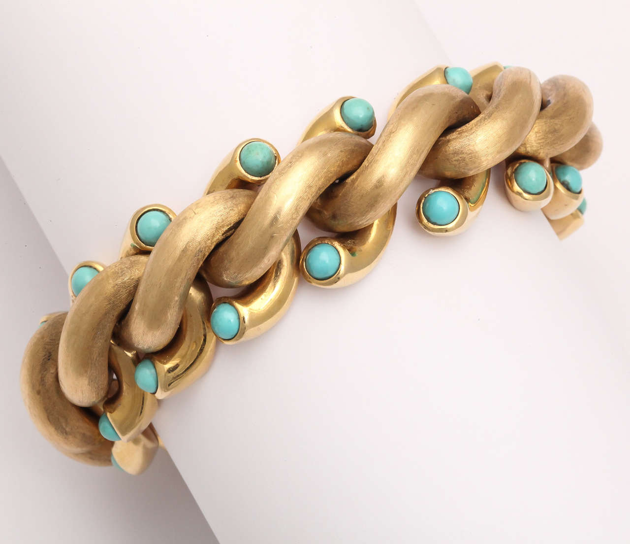 Weingrill Turquoise Gold Bracelet In Excellent Condition In New York, NY
