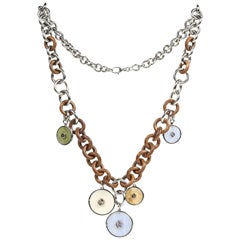 Gucci Sterling, Wood & Stone Link Necklace 12