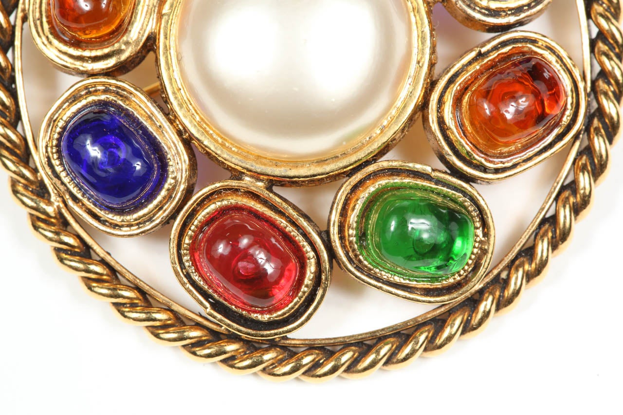 Women's Chanel Colorful Poured Glass Brooch