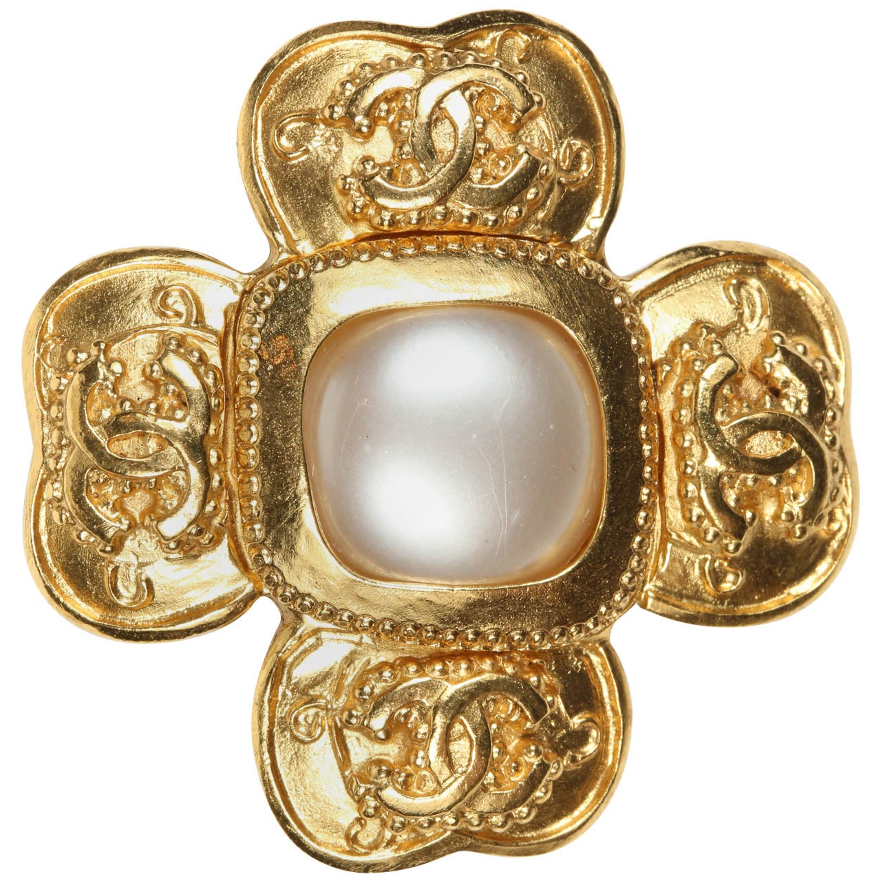 Chanel Pearl & Gilt Brooch