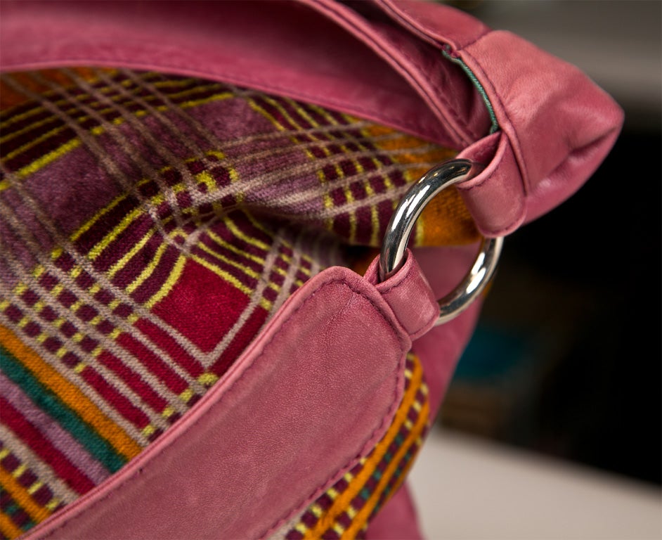 Pink Missoni signature print velvet and leather shoulderbag presented by funkyfinders