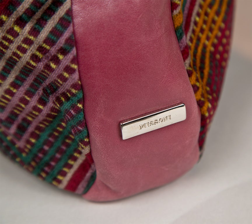 Women's Missoni signature print velvet and leather shoulderbag presented by funkyfinders