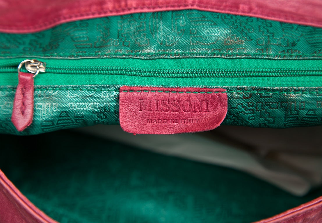 Missoni signature print velvet and leather shoulderbag presented by funkyfinders 1