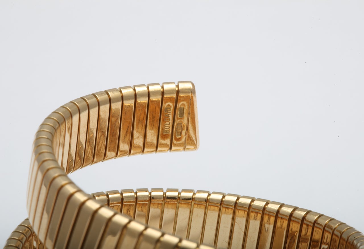 Bulgari Lady's Yellow Gold Tubogas Serpent Bracelet Watch For Sale 2
