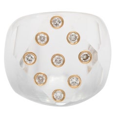 Fashionable Rock Crystal & Diamond Ring