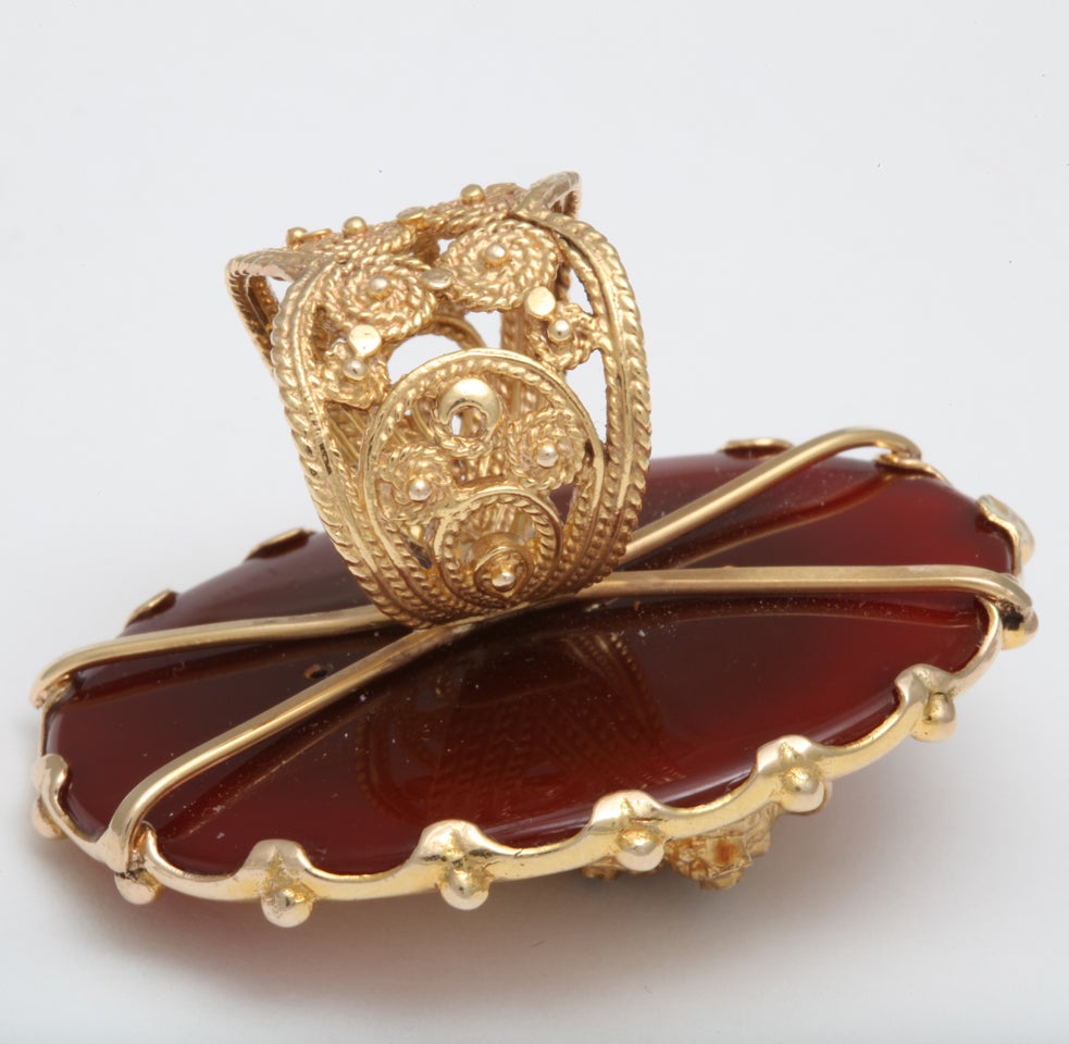 Women's Gold Cameo Goddess Ring