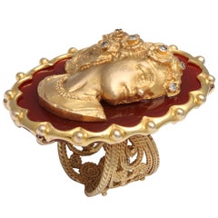 Gold Cameo Goddess Ring
