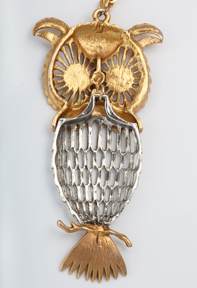 Two-tone Owl Pendant Necklace 2