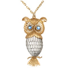 Two-tone Owl Pendant Necklace