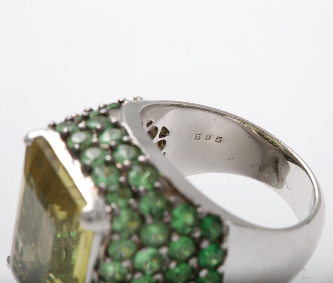 ANELLO CON CITRINO AL LIMONE E TSAVORITE CLASSIFICATA in vendita 5