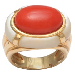 CORAL & MOTHER OF PEARL RING