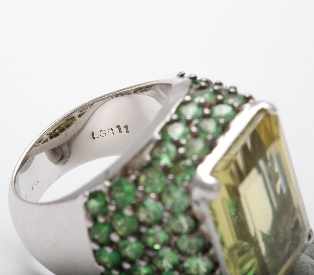 LEMON CITRINE and GRADED TSAVORITE RING For Sale at 1stDibs lemon