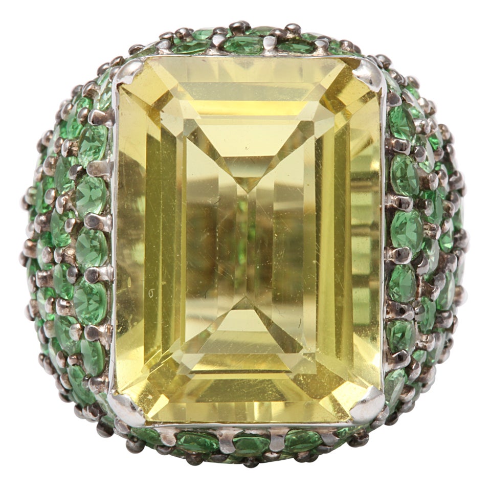LEMON CITRINE and GRADED TSAVORITE RING For Sale at 1stDibs lemon