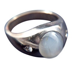 White  Gold  Ladies Opal Ring With Diamonds