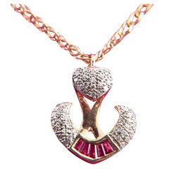Custom  Made Ruby And Diamond Anchor Necklace