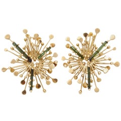 A Pair of Anneke Schat Tourmaline Gold Earclips