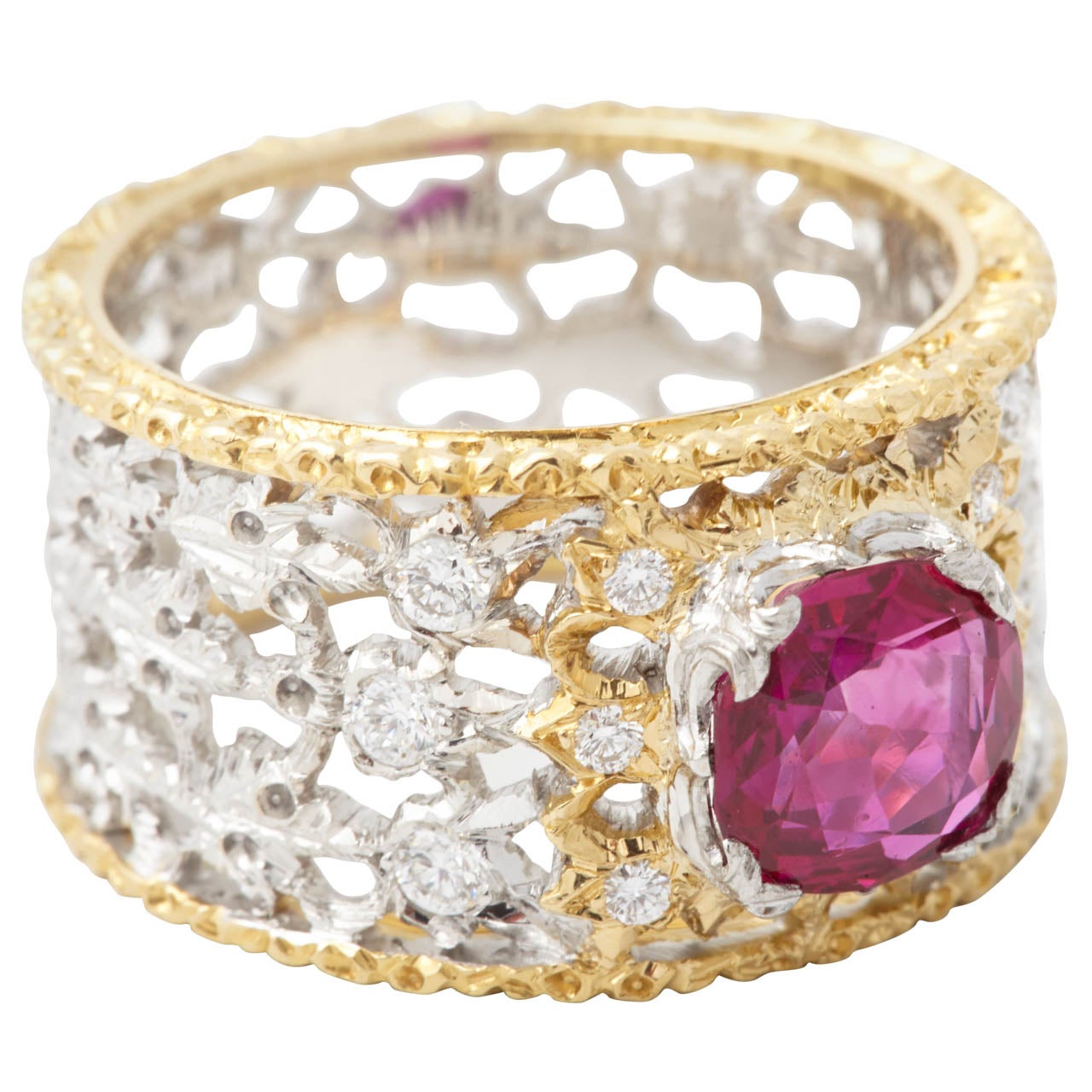 A Ruby Diamond Gold Dress Ring by Buccellati For Sale