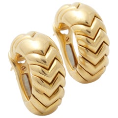 A Pair of Bulgari Gold Spiga Hoop Earrings