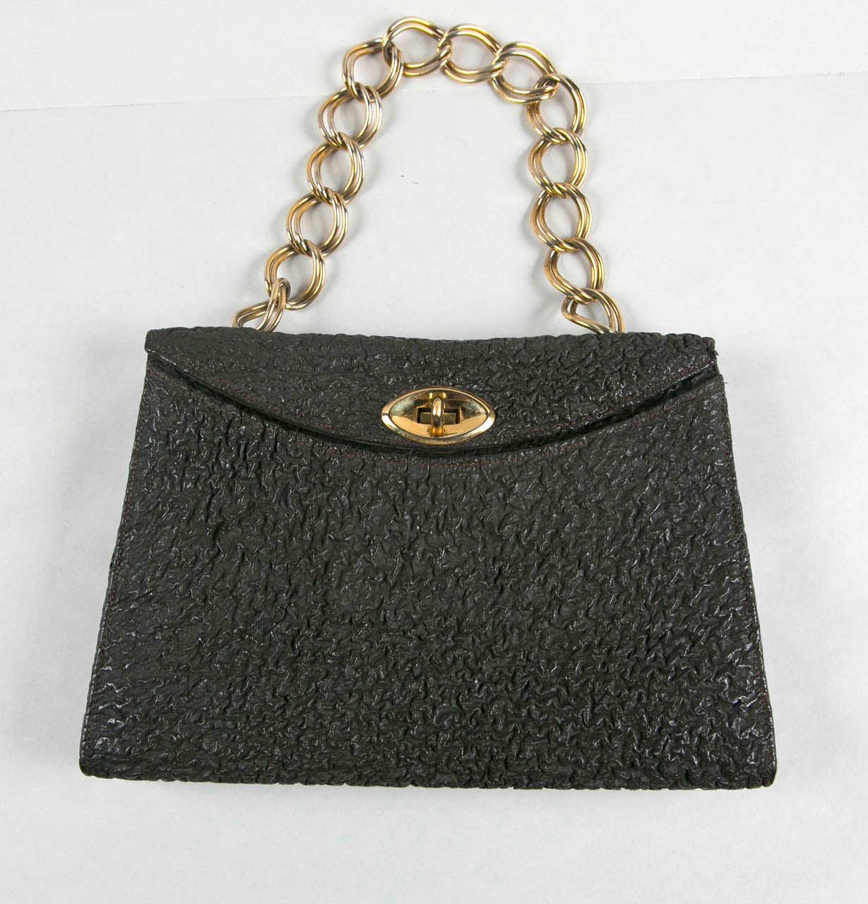 Black Jacomo Paris Wrinkled Leather Handbag