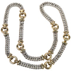 1980
s Italian Silver and Gold Link Necklace