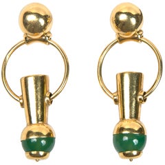 1960
s Gold and Chrysoprase Stone Drop Earrings
