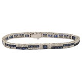 Geomertic Art Deco  diamond and sapphire bracelet