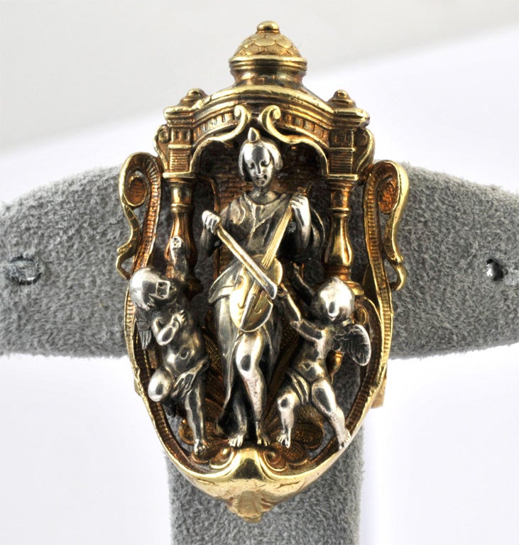 An 18 K yellow gold and silver Froment Meurice « Renaissance »brooch.