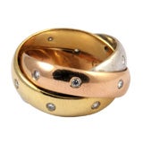 Three colour gold and diamond ring