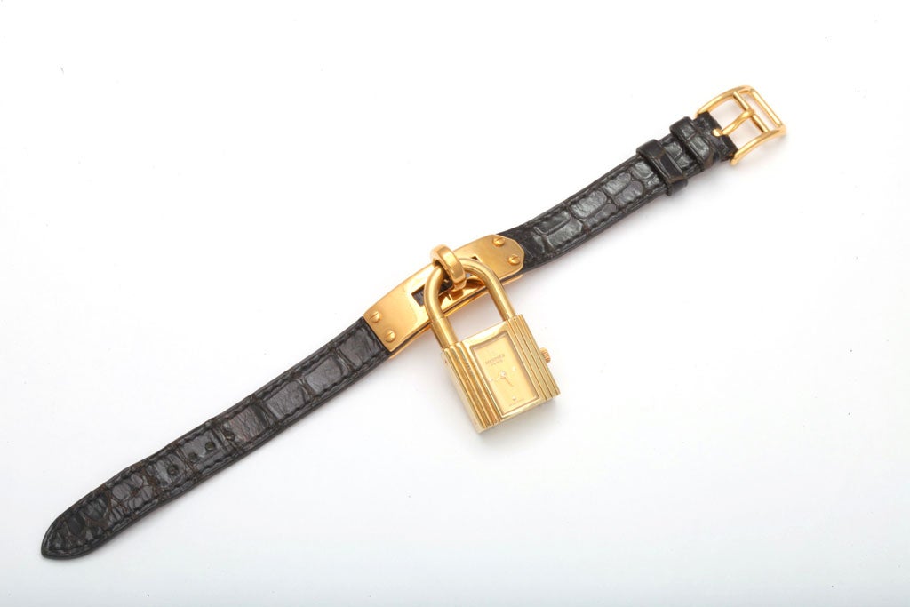 HERMES CROCODILE KELLY WATCH BLACK