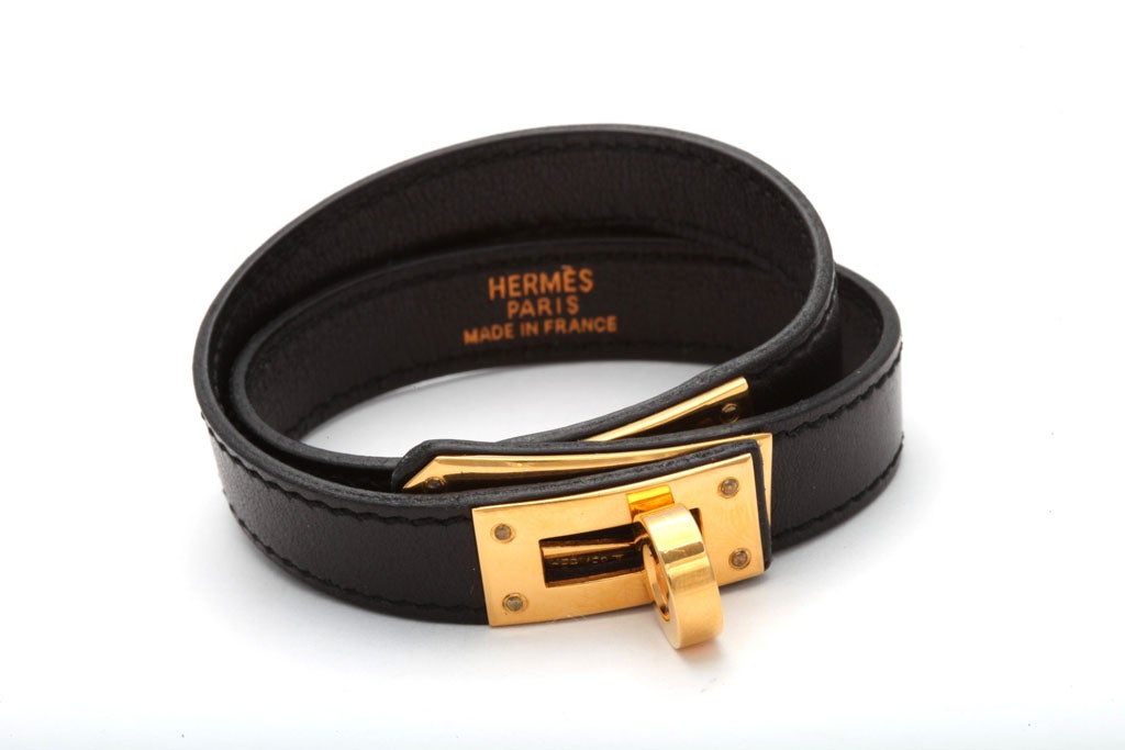 hermes bracelet black and gold