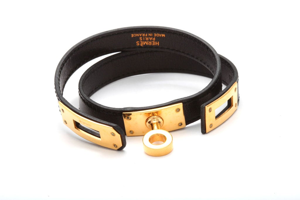 HERMES KELLY DOUBLE TOUR BRACELET BLACK/GOLD 1