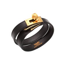 HERMES KELLY DOUBLE TOUR BRACELET BLACK/GOLD